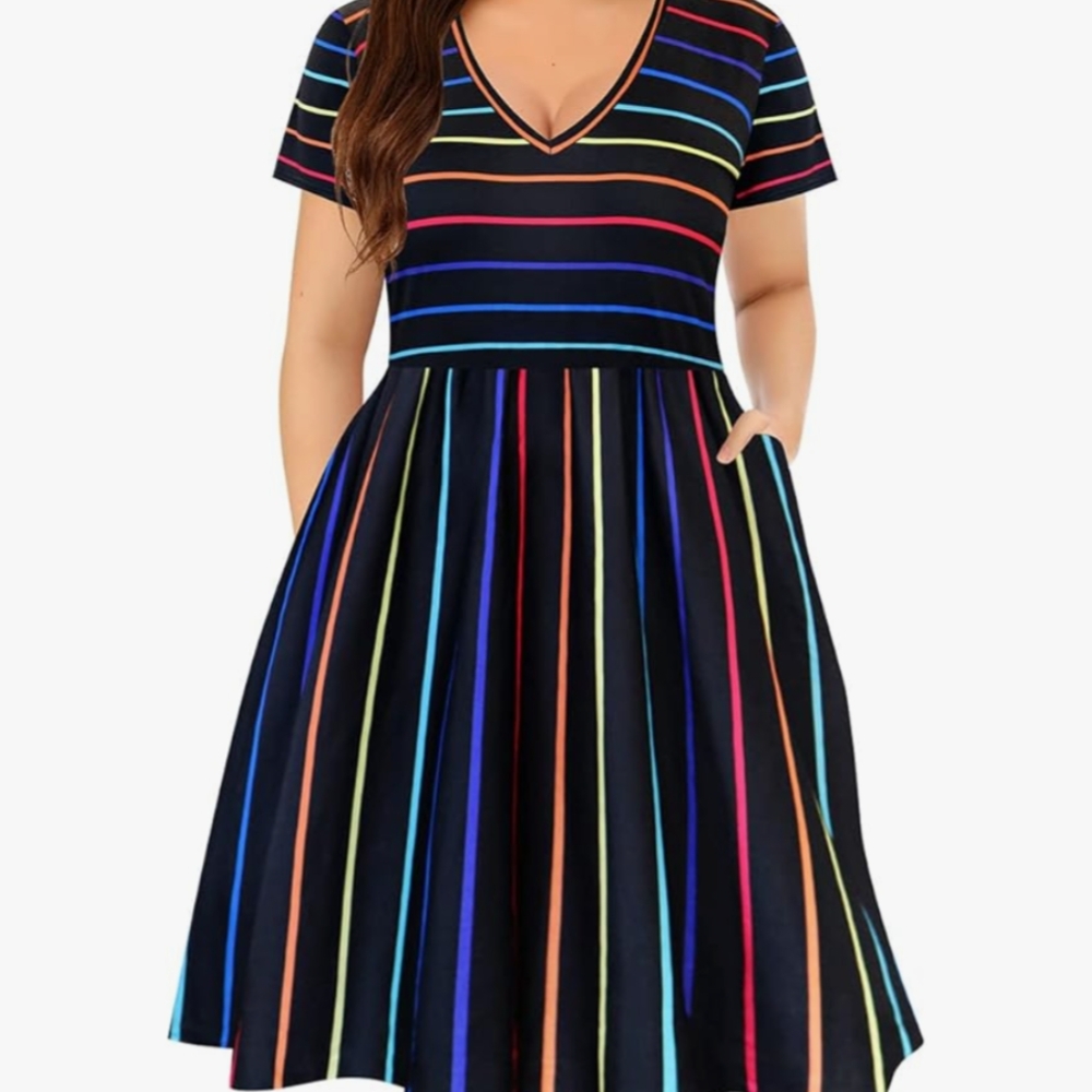 Black Rainbow Striped Dress